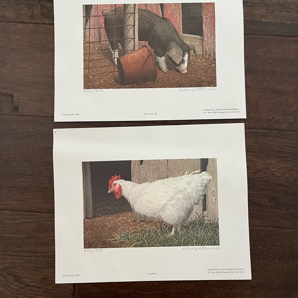 Farm Animal Art Prints-set of two